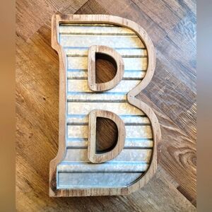 14" Wooden and Galvanized Metal Letter B